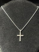 Corrente Slim Pingente Cruz Cravejado Prata 40 CM - Pronta Entrega