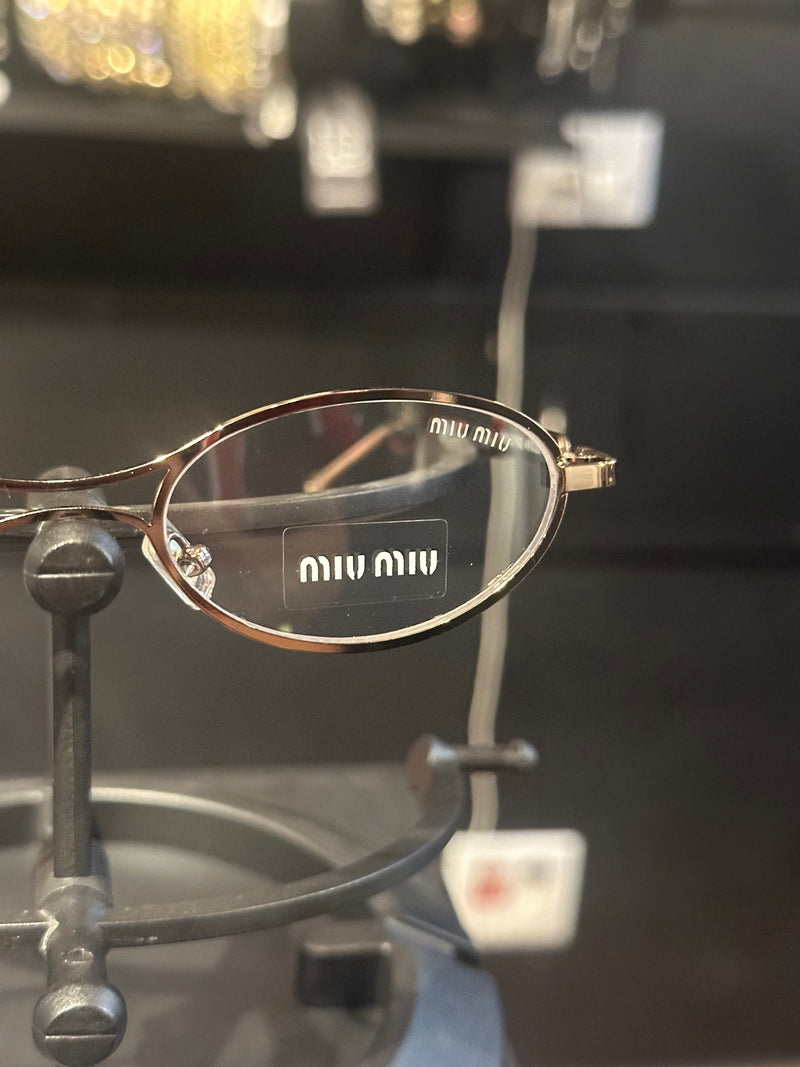 Óculos Miu Miu Redondo Armação Silver Lente Clear - Pronta Entrega