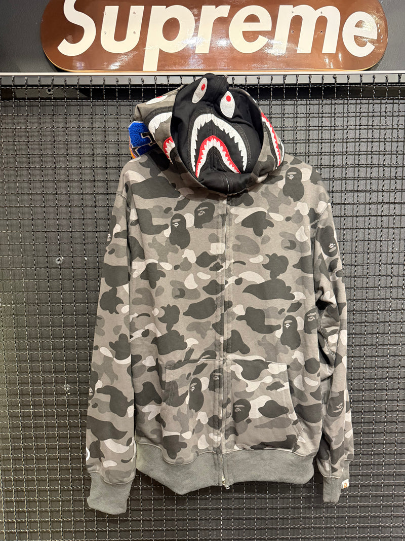 Jaqueta Bape Shark Camo Grey Duo Hoodie - Pronta Entrega