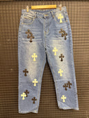 Calça Jeans Chrome Hearts x Comme Des Garçons Cruz Black White - Pronta Entrega