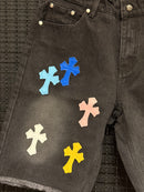 Short Chrome Hearts Jeans Cruz Multicolor - Pronta Entrega