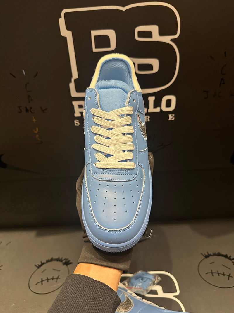 Tênis Air Force 1 Low X Off-White MCA University Blue/Metallic Silver-White - Pronta Entrega