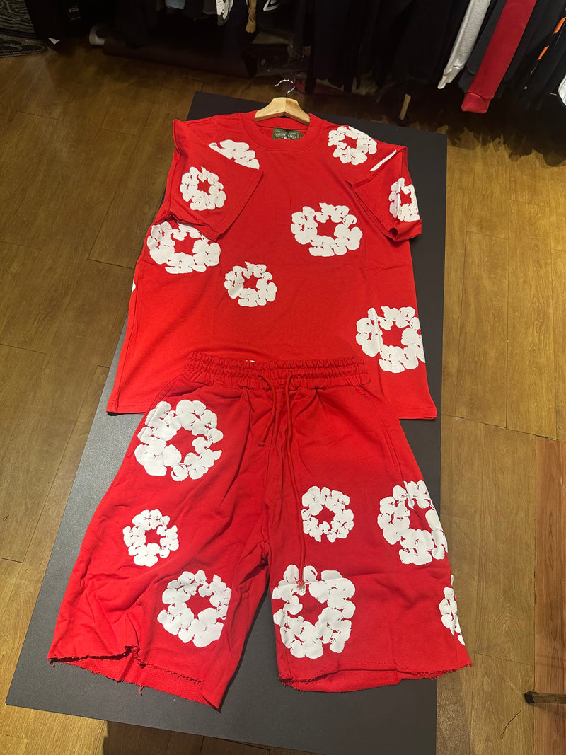 Conjunto Denim Tears Vermelho Camiseta + Short - Pronta Entrega