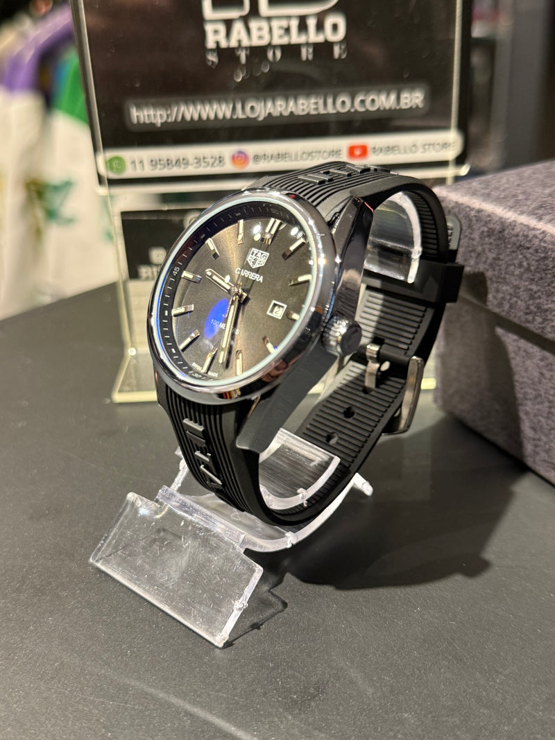 Relógio Tag Heuer Preto com Prata - Pronta Entrega