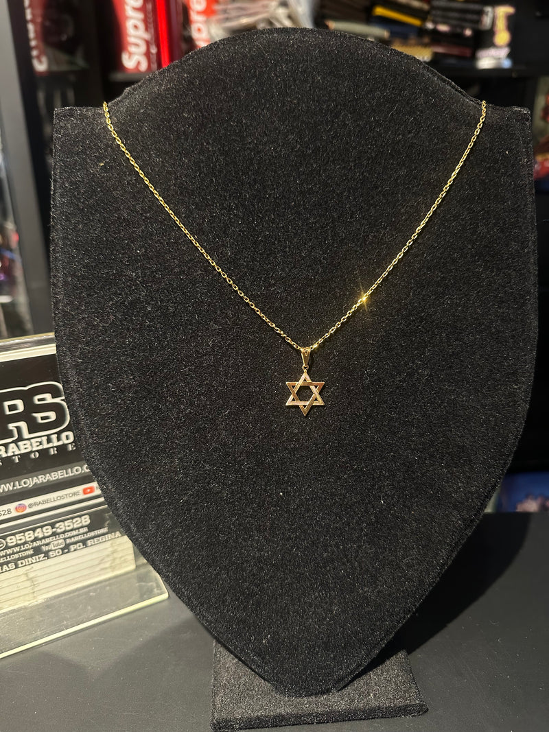 Corrente Cartier Banhada Pingente Estrela de Davi 70 CM - Pronta Entrega