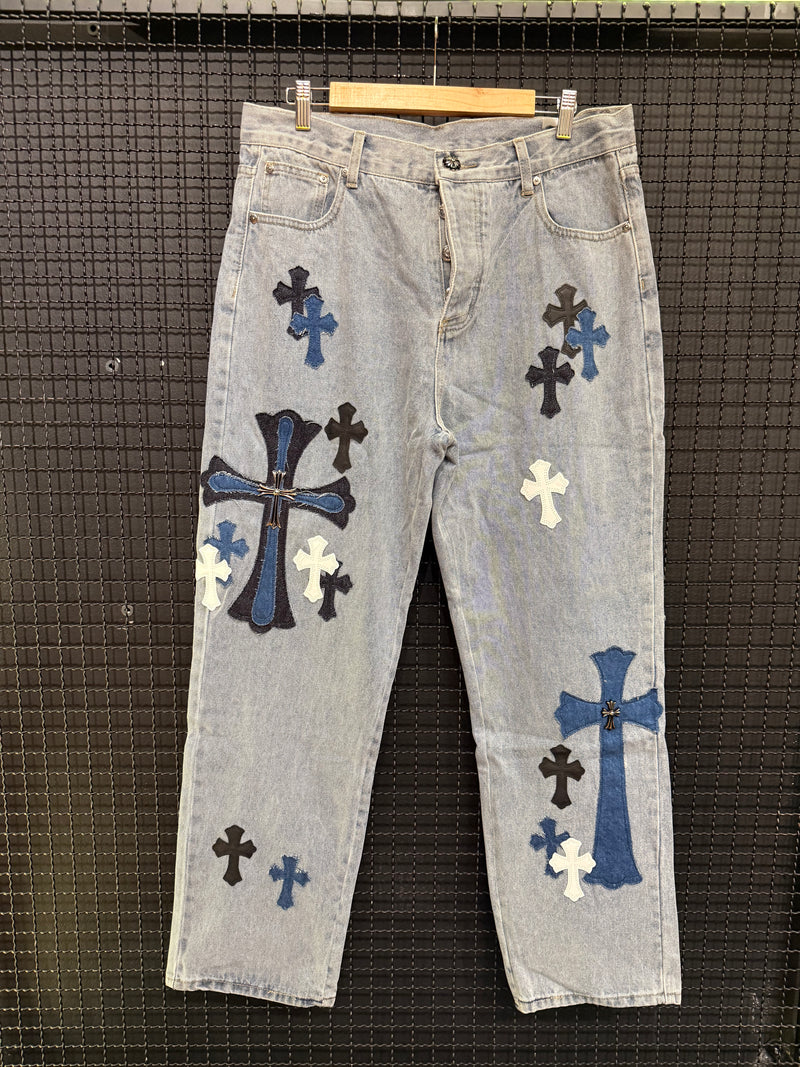 Calça Chrome Hearts Jeans Cross - Pronta Entrega