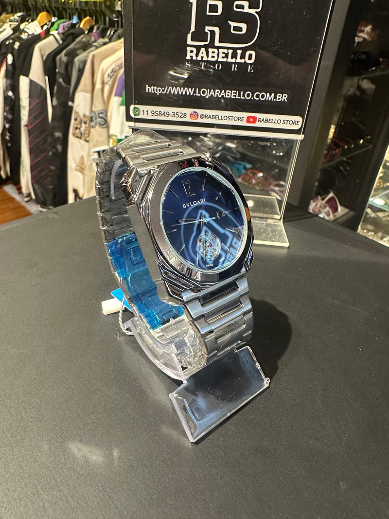 Relógio Bvlgari Silver Fundo Azul - Pronta Entrega