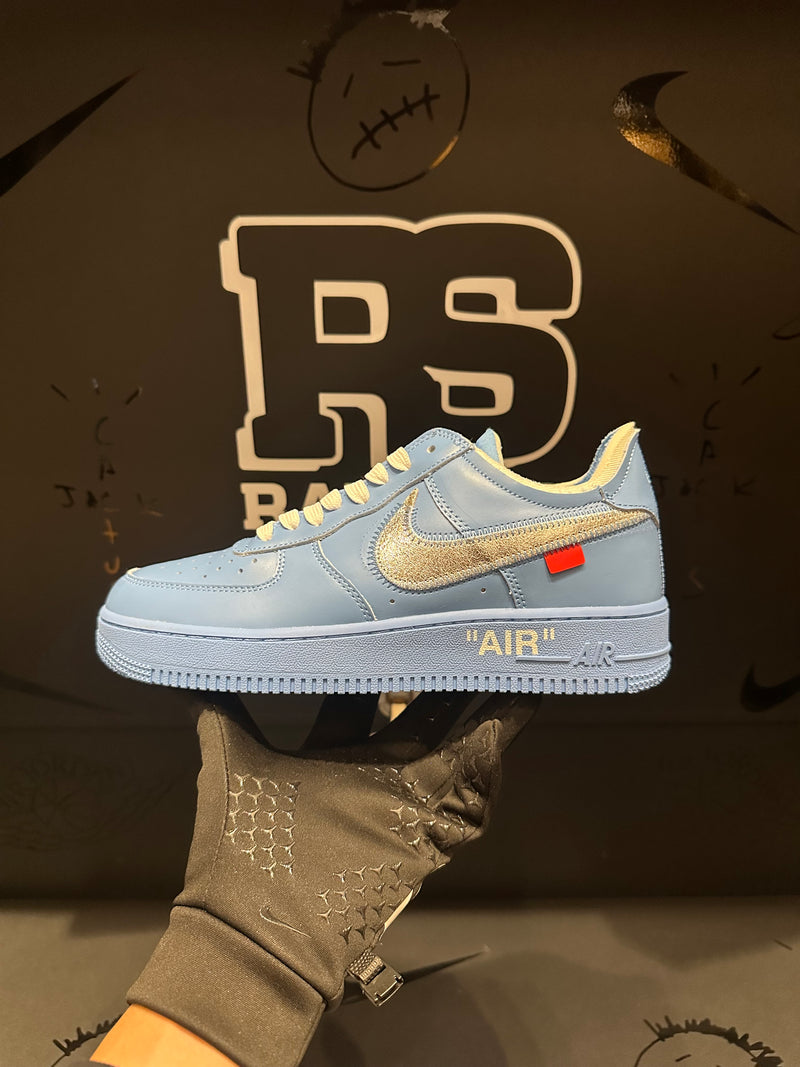 Tênis Air Force 1 Low X Off-White MCA University Blue/Metallic Silver-White - Pronta Entrega