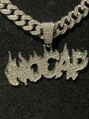 Corrente Cravejada Pingente “No Cap” Em Zicornia Cubica Prata 45 CM - Pronta Entrega