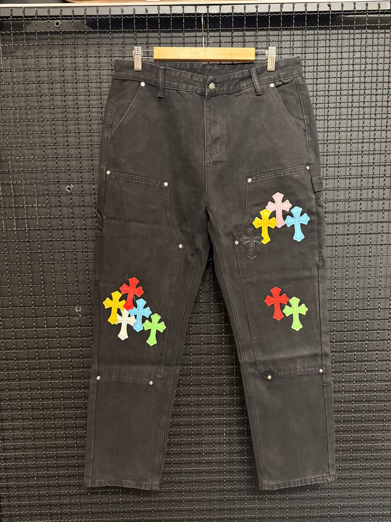Calça Jeans Preta Chrome Hearts Patch Carpenter - Pronta Entrega