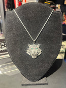 Corrente Slim Pingente Tiger Prata 45 CM - Pronta Entrega