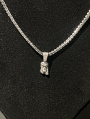 Corrente Cravejada Pingente Jesus Cristo Em Zicornia Cubica Prata 45 CM - Pronta Entrega