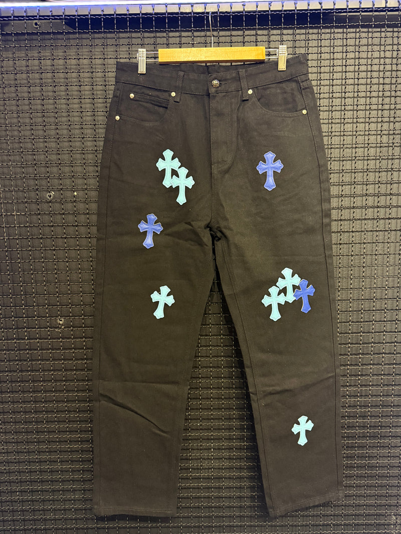 Calça Jeans Preta Chrome Hearts x Comme Des Garçons Blue Cruz - Pronta Entrega