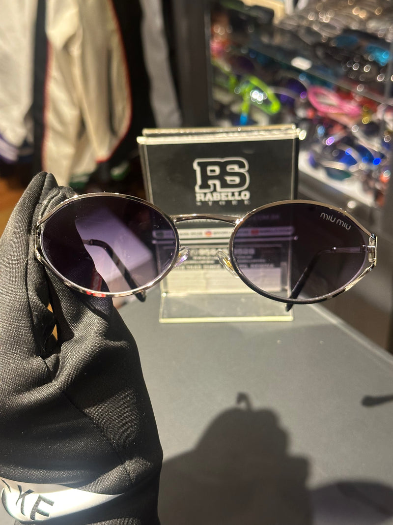 Óculos Miu Miu Redondo Armação Silver/Black Lente Purple - Pronta Entrega