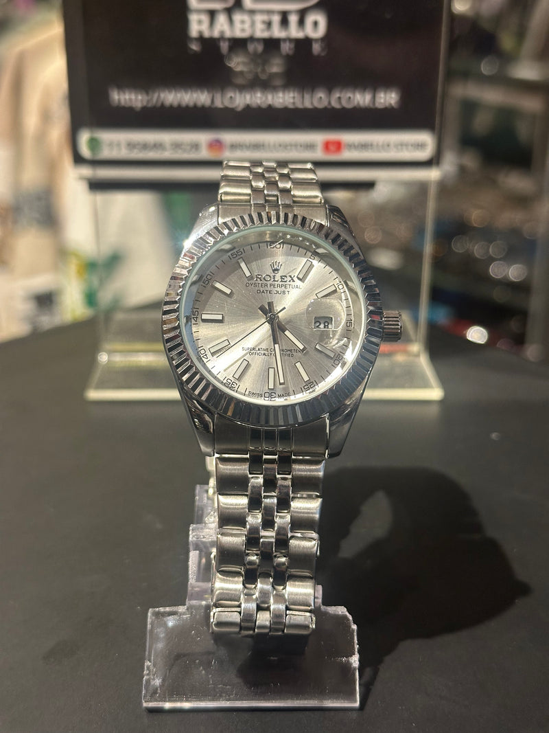 Relógio Rolex Datejust Silver Fundo Branco - Pronta Entrega