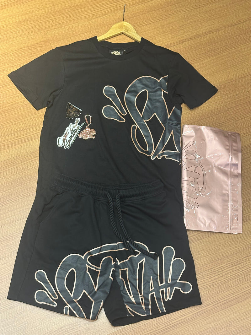 Conjunto Syna Camiseta + Short Black/Rose - Pronta Entrega