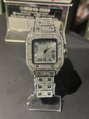 Relógio Cravejado Quadrado Prata Fundo Prata - Pronta Entrega