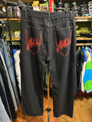 Calça Jeans Minus Two Preto Logo Vermelho - Pronta Entrega