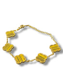 Pulseira Van Cleef Dourada Trevos Dourados 24 CM - Pronta Entrega
