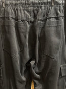 Calça Cargo Sarja Preta Com Punho - Pronta Entrega