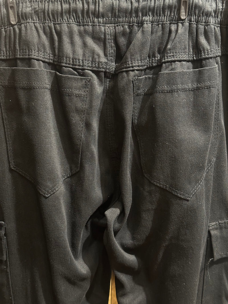 Calça Cargo Sarja Preta Com Punho - Pronta Entrega