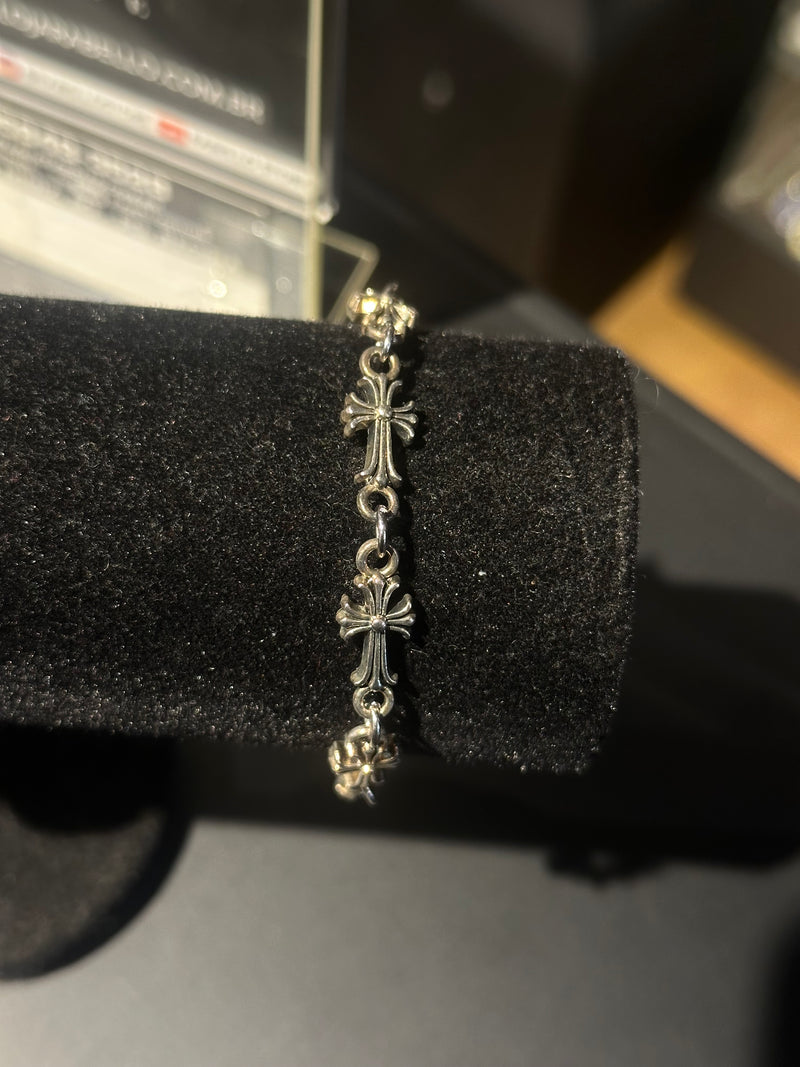 Pulseira Chrome Hearts Prata Cruz Fecho T - Pronta Entrega