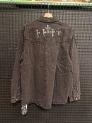 Camiseta Jeans Manga Longa Chrome Hearts - Pronta Entrega