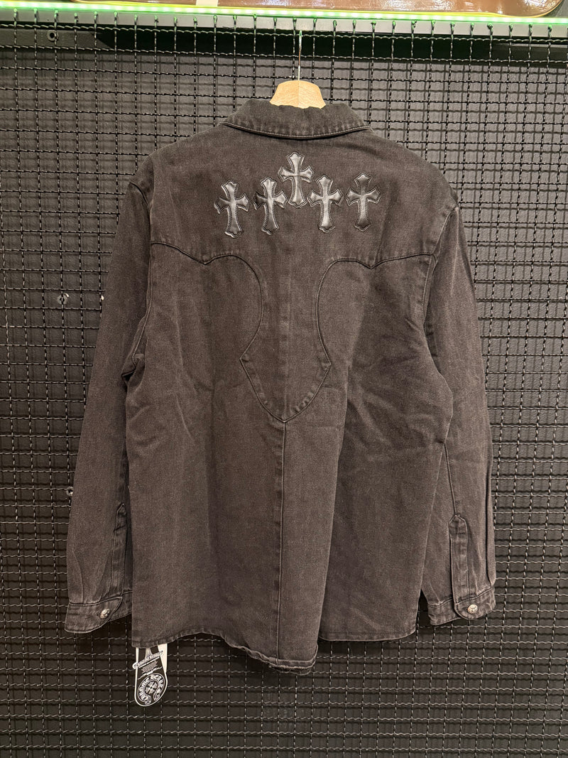 Camiseta Jeans Manga Longa Chrome Hearts - Pronta Entrega