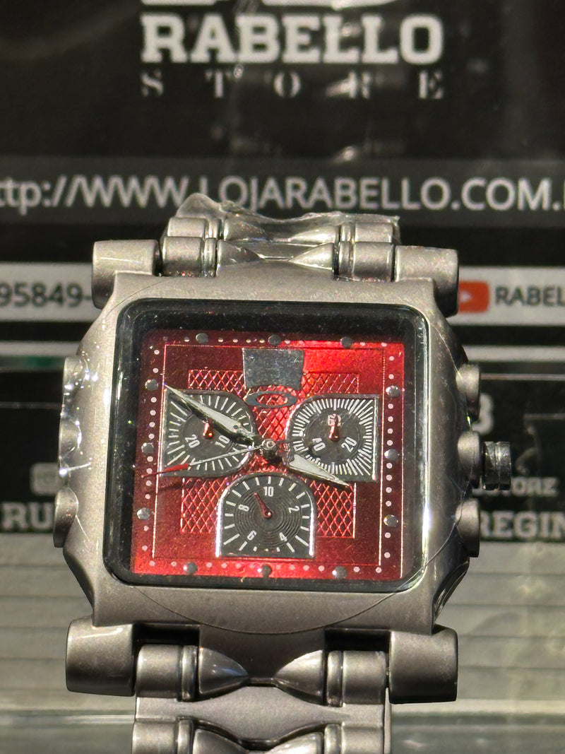 Relógio Oakley Tank Minute Machine Fundo Vermelho - Pronta Entrega