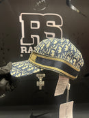 Boné Aba Curva Christian Dior Paris Bege/Azul Logo Frontal - Pronta Entrega