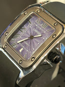 Relógio Cartier Santos Quartzo Silver Fundo Blue - Pronta Entrega