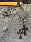 Short Chrome Hearts Jeans Cruz Black White - Pronta Entrega
