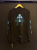 Camiseta Long Sleeve Chrome Hearts Blue Cruz - Pronta Entrega
