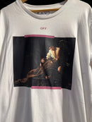 Camiseta OFF-WHITE Arrow Caravaggio St. Fran Skate Slim Tee Roxo/Branca - Pronta Entrega