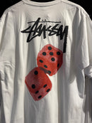 Camiseta STUSSY fuzzy Dice Branca - Pronta Entrega
