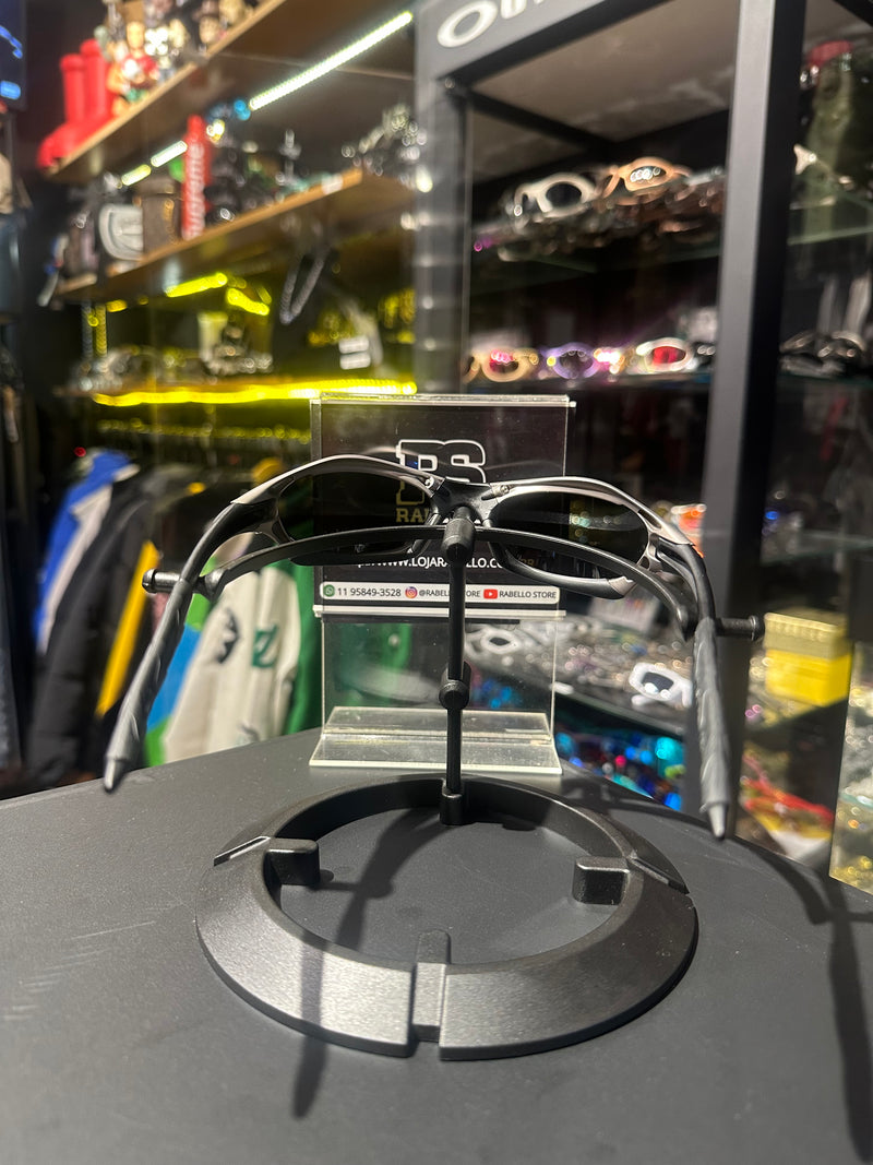 Óculos Oakley Splice Black Silver Lente Azul - Pronta Entrega