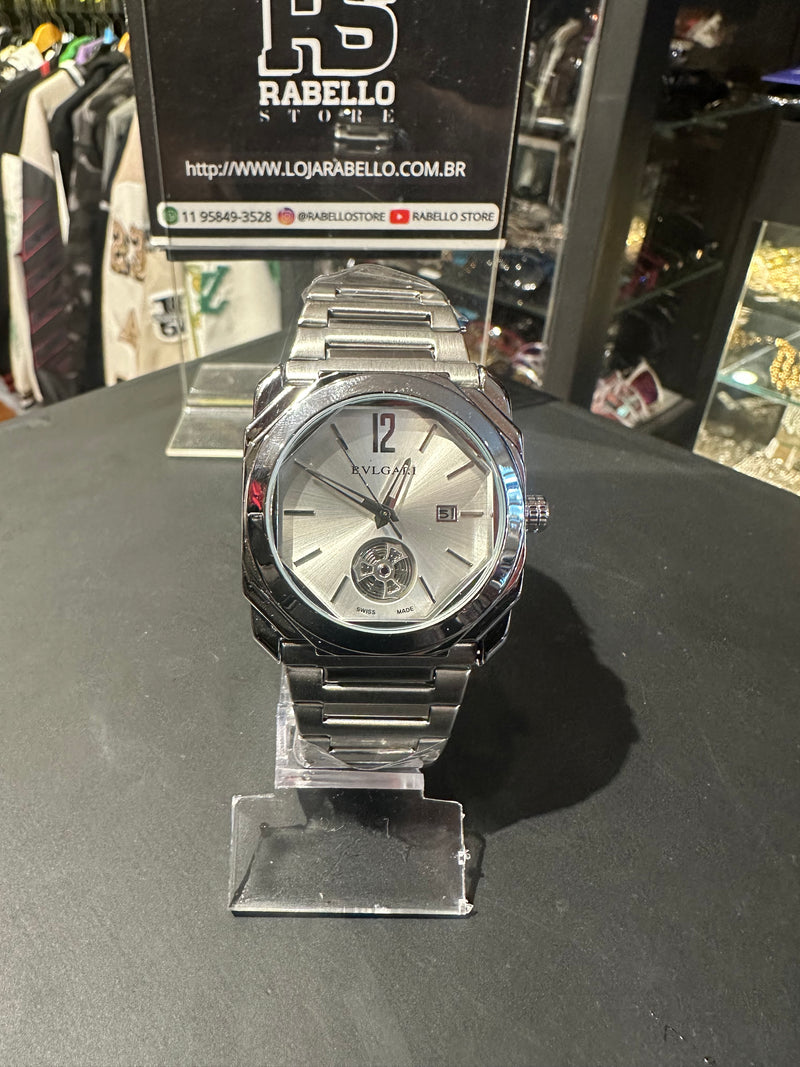 Relógio Bvlgari Silver Fundo Branco - Pronta Entrega
