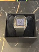 Relógio Cartier Santos Quartzo Silver Fundo Blue - Pronta Entrega