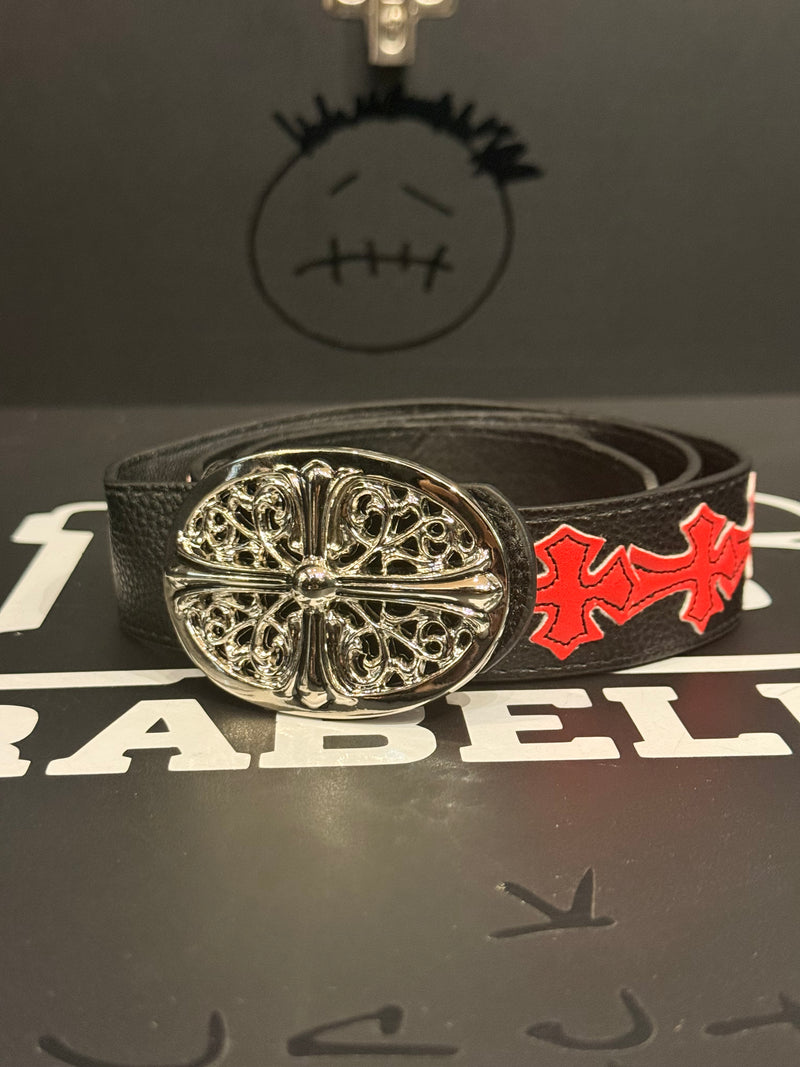 Cinto Chrome Hearts 100 CM Couro Belt Red - Pronta Entrega