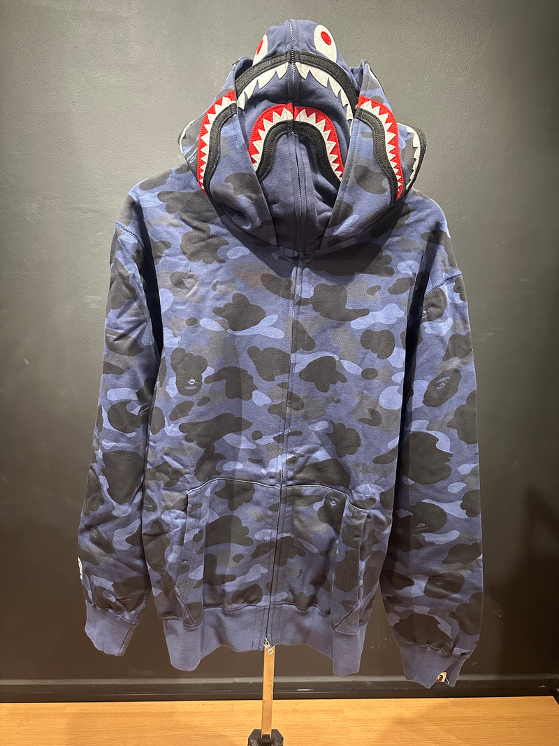 Jaqueta Bape Shark Camo Blue Dual Hoodie Full Zip - Pronta Entrega