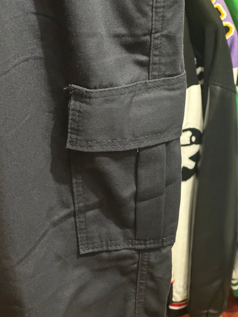 Calça Cargo Sarja Preta Sem Punho - Pronta Entrega