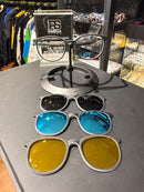 Óculos Rayban Redondo Armação Cinza Preto Clip-On 3 em 1 Multi Cores - Pronta Entrega