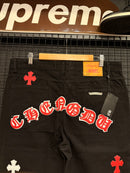 Calça Jeans Preta Chrome Hearts Cruz Red - Pronta Entrega