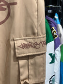 Calça Sarja Minus Two Bege Logo Marrom - Pronta Entrega