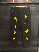 Calça Jeans Black Chrome Hearts MultiCruz Yellow - Pronta Entrega