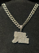 Corrente Cravejada Pingente “Boss Talk” Em Zicornia Cubica Prata 45 CM - Pronta Entrega