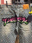 Calça Louis Vuitton “Graffiti Monogram” Jeans Claro - Pronta Entrega