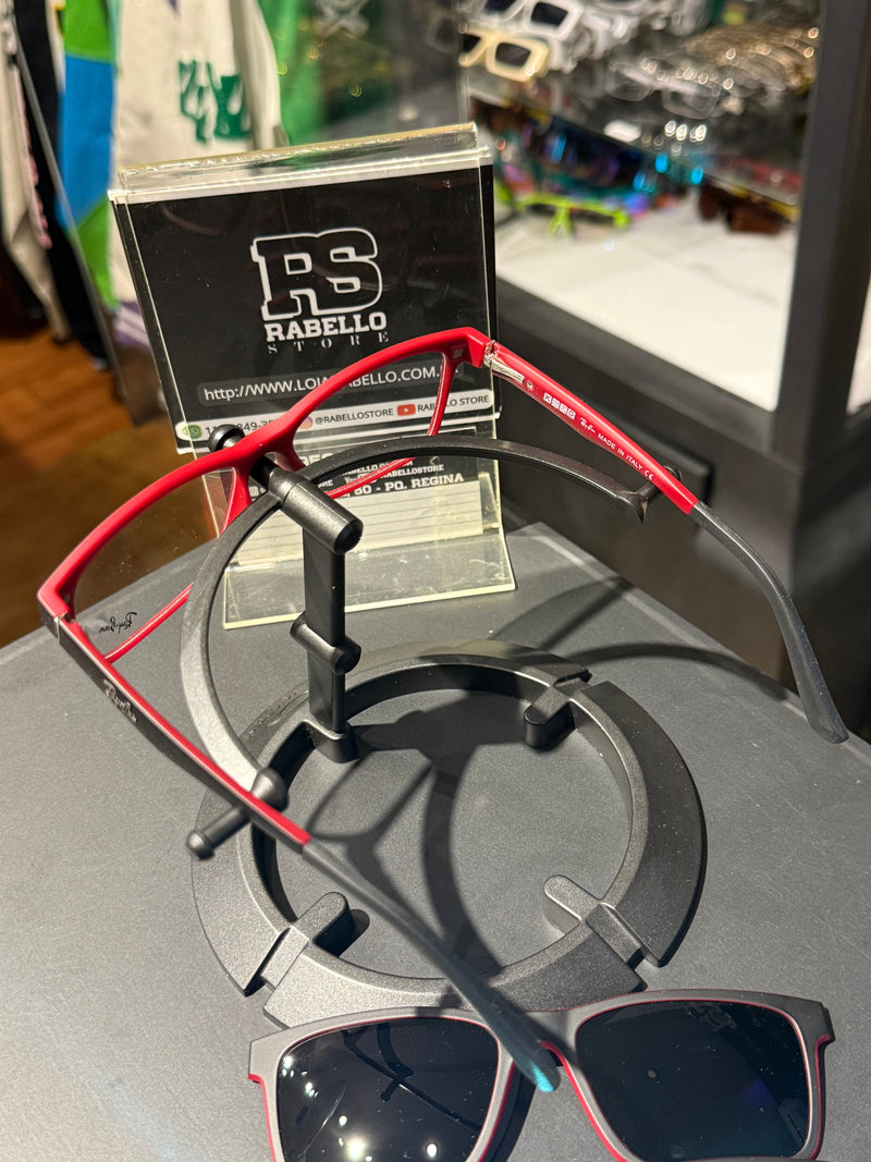 Óculos Rayban Armação Preto Vermelho Clip-On 3 em 1 Multi Cores - Pronta Entrega