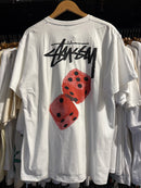 Camiseta STUSSY fuzzy Dice Branca - Pronta Entrega