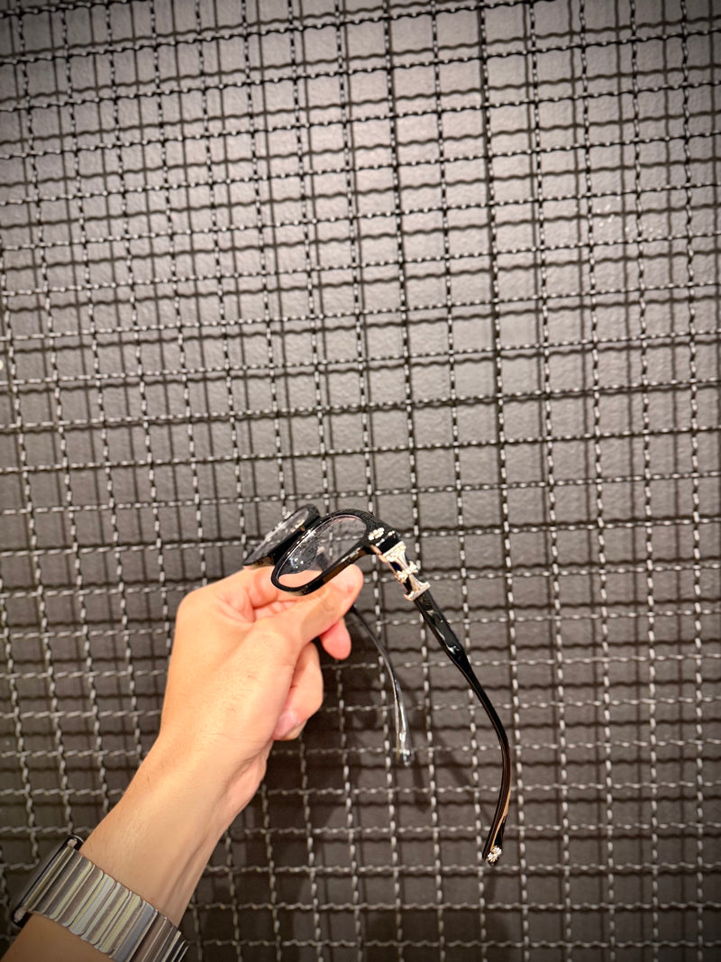 Óculos Chrome Hearts Armação Preto Prata - Pronta Entrega